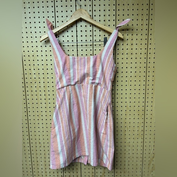 Lulu’s Brooklin Pink Multi Striped Button Front Mini Dress - Picture 6 of 8